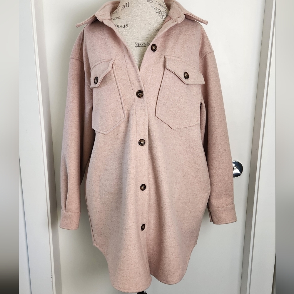 Cest Moi Pink Felt Shirt Jacket Coat
